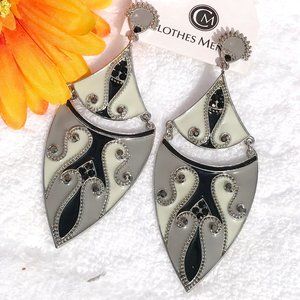 Long Boho Earrings Silvertone Statement Dangles